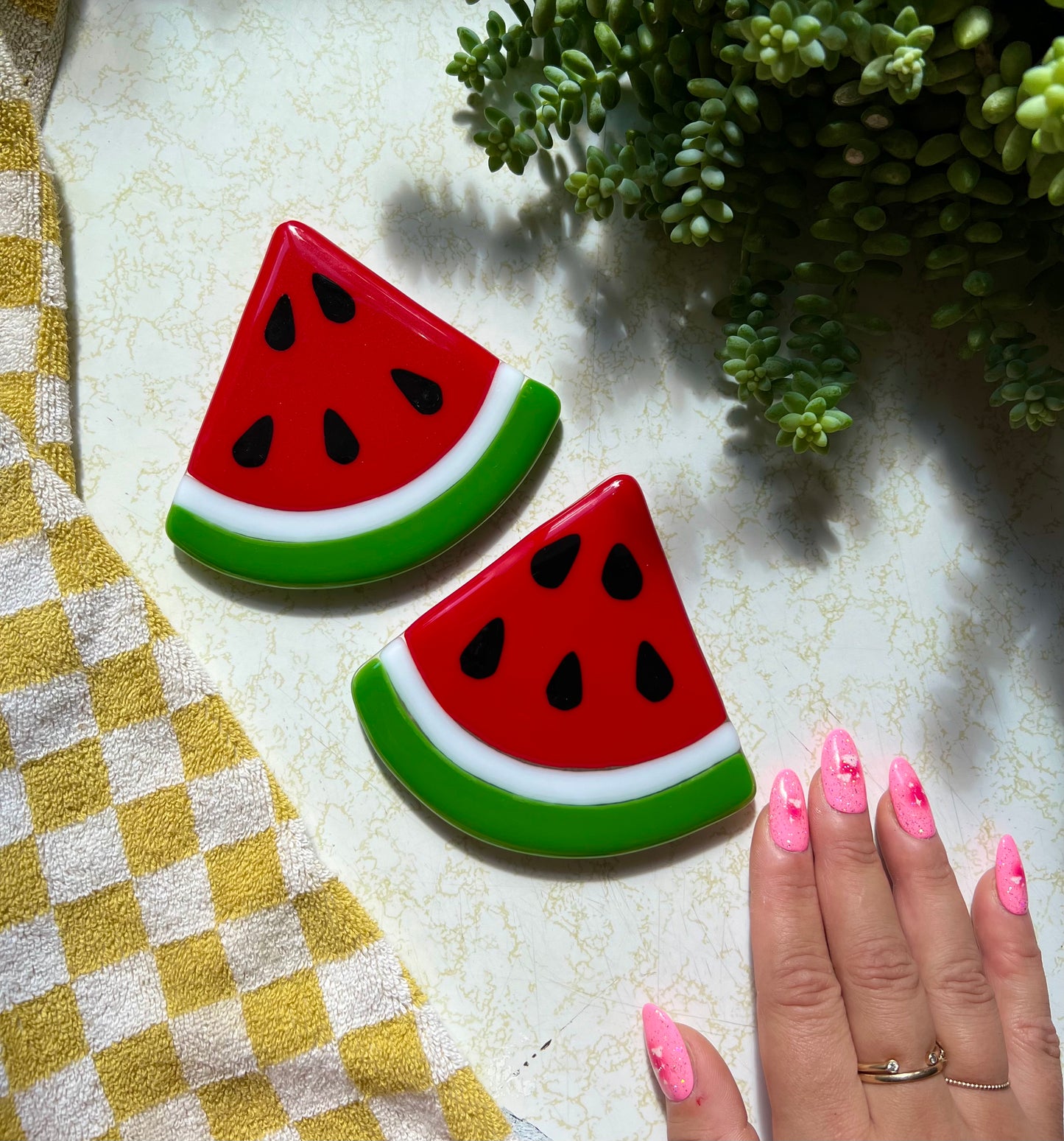 Watermelon slice coaster set