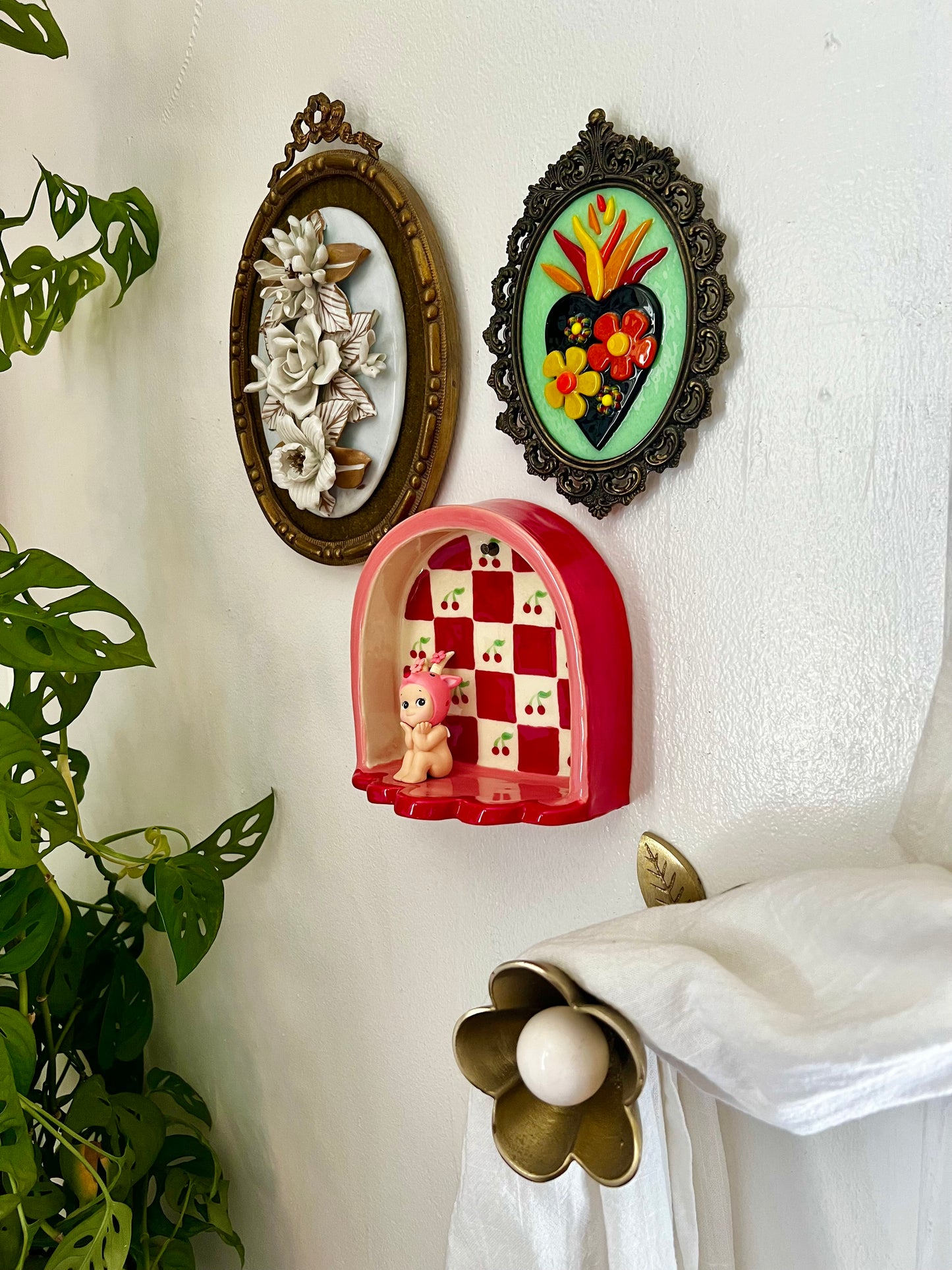 Ceramic cherry trinket shelf