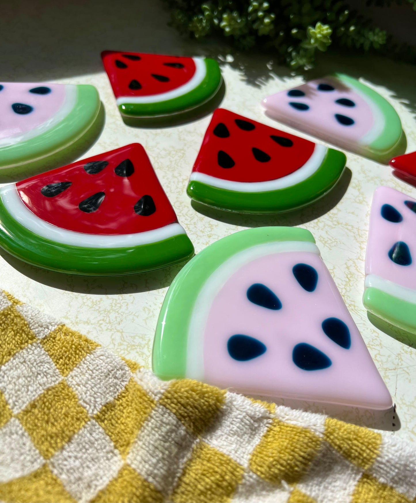 Watermelon slice coaster set