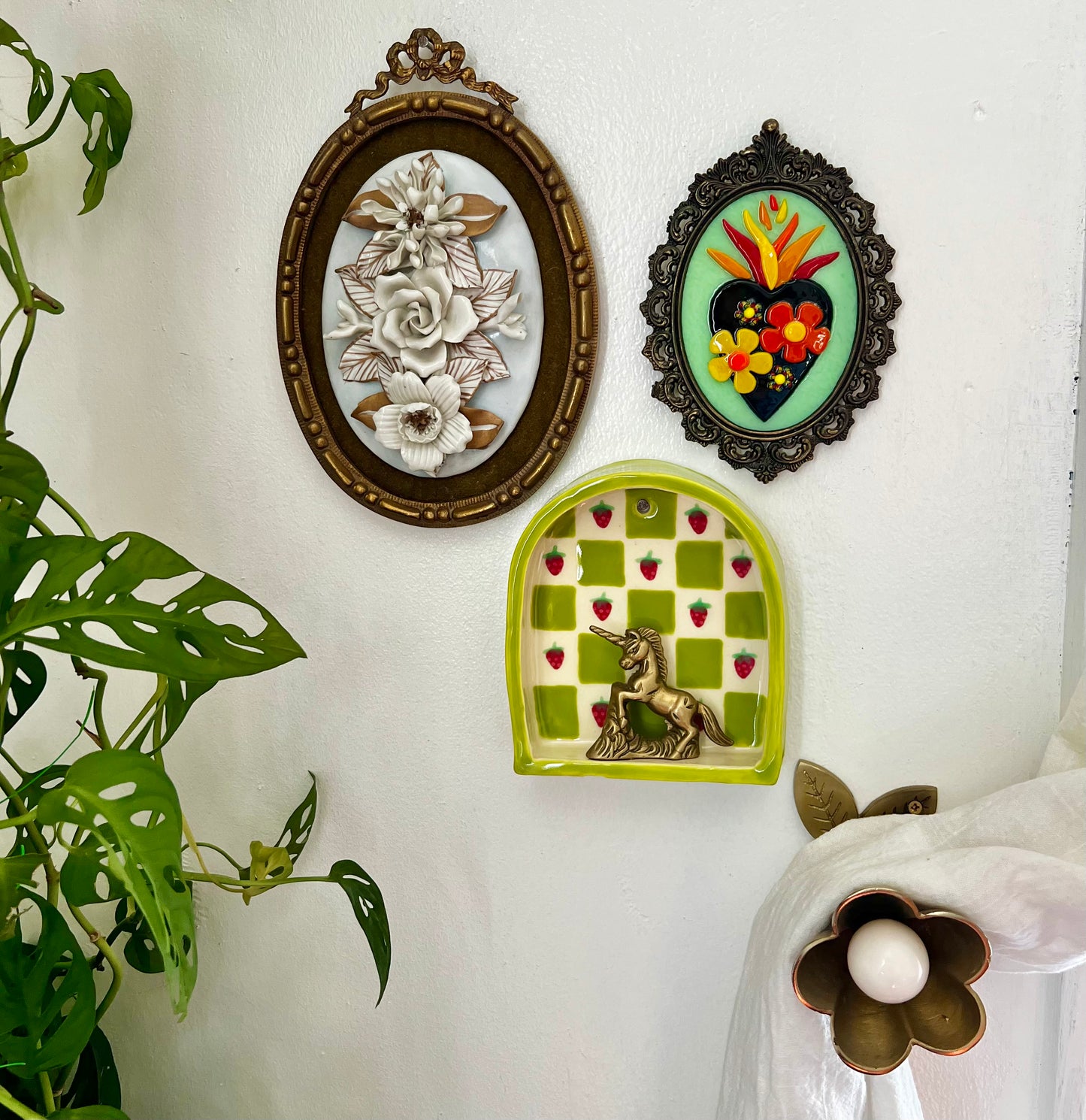 Ceramic strawberry trinket shelf