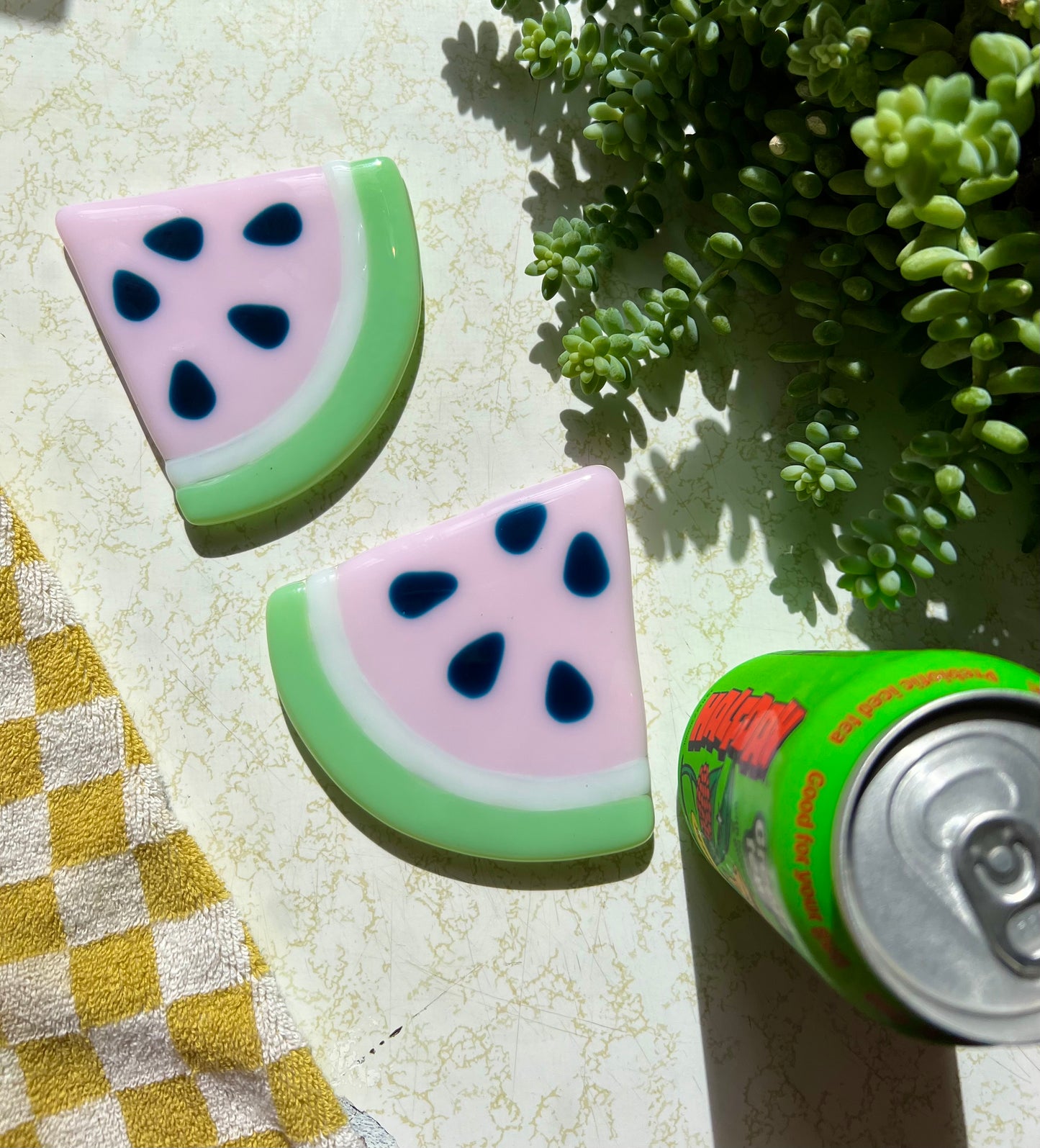 Watermelon slice coaster set