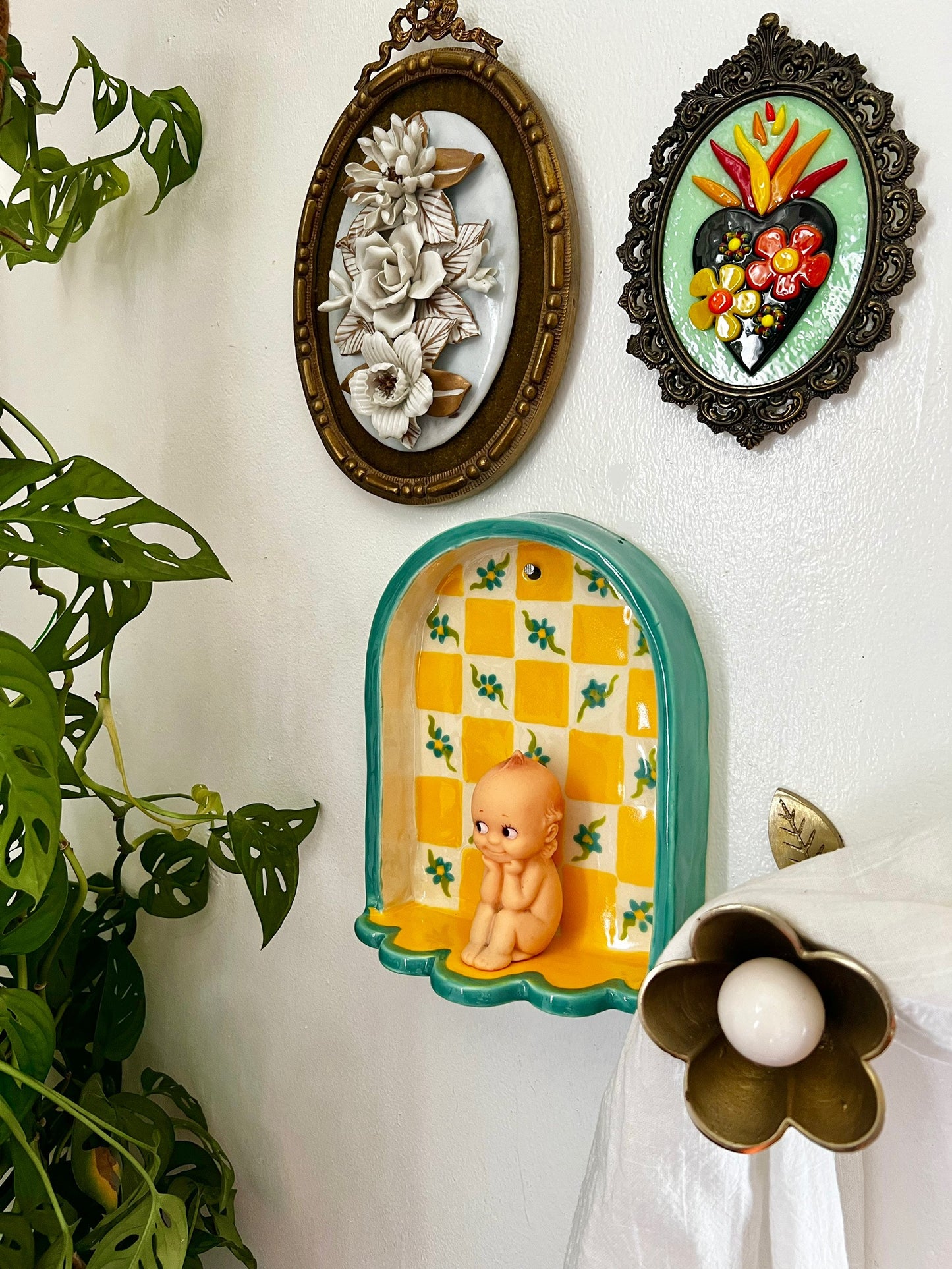 Ceramic Patchwork flower shelf