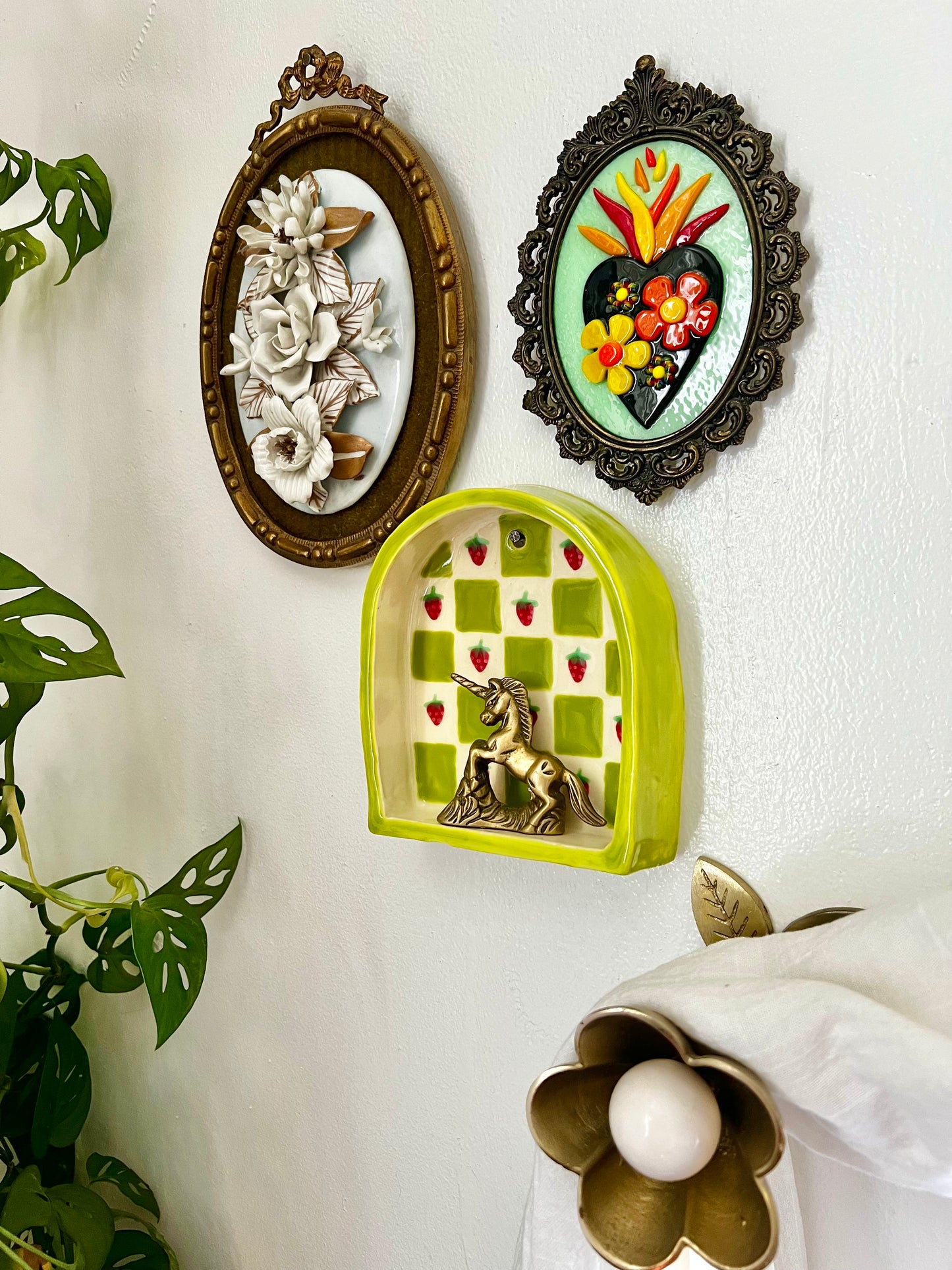 Ceramic strawberry trinket shelf