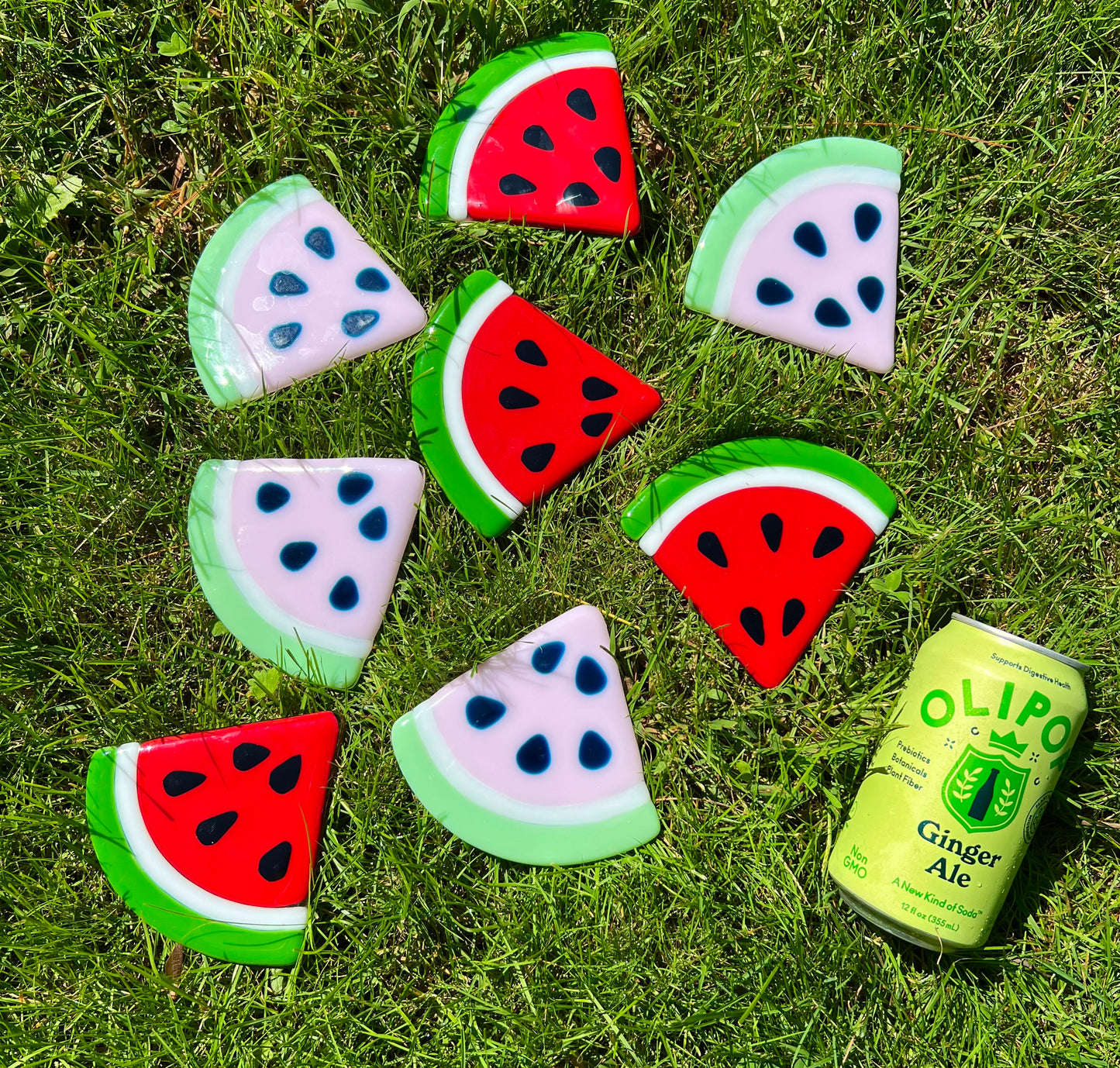 Watermelon slice coaster set