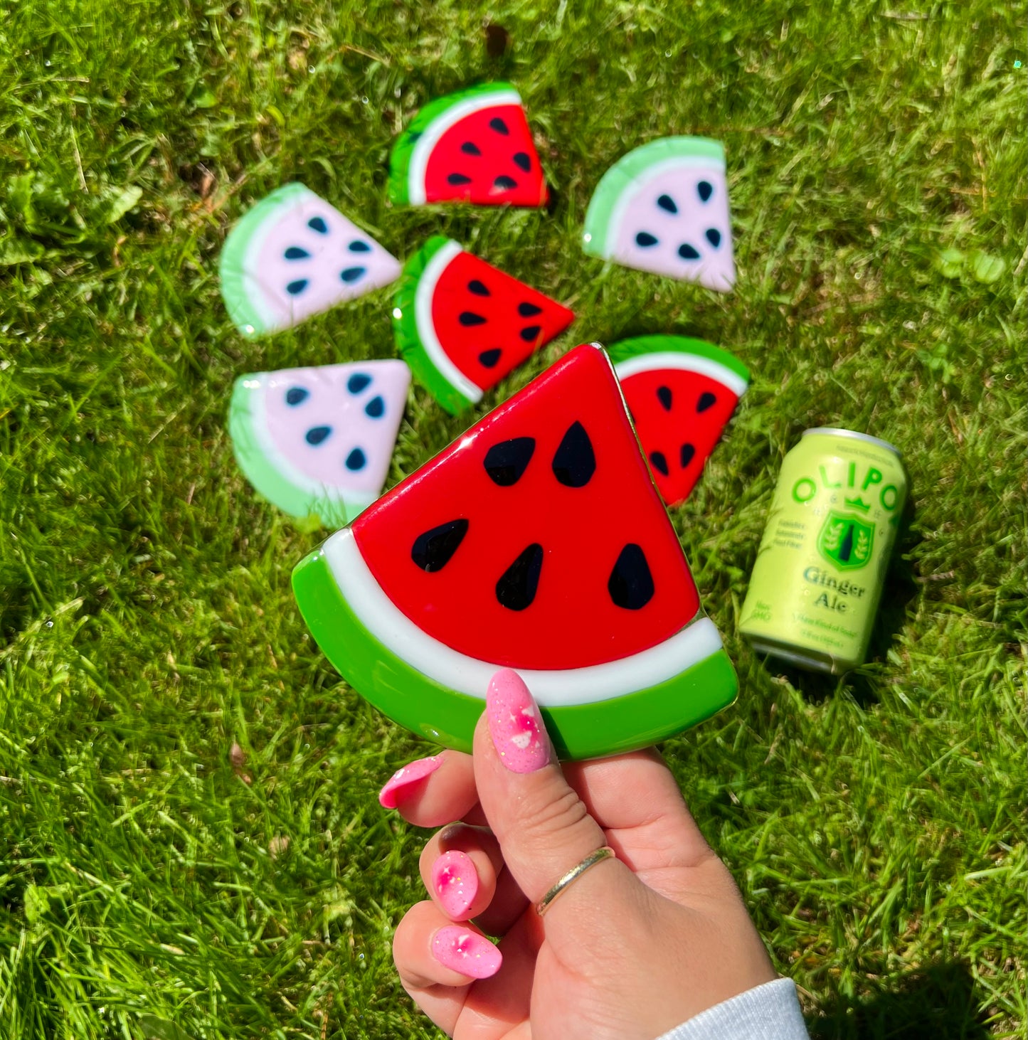 Watermelon slice coaster set