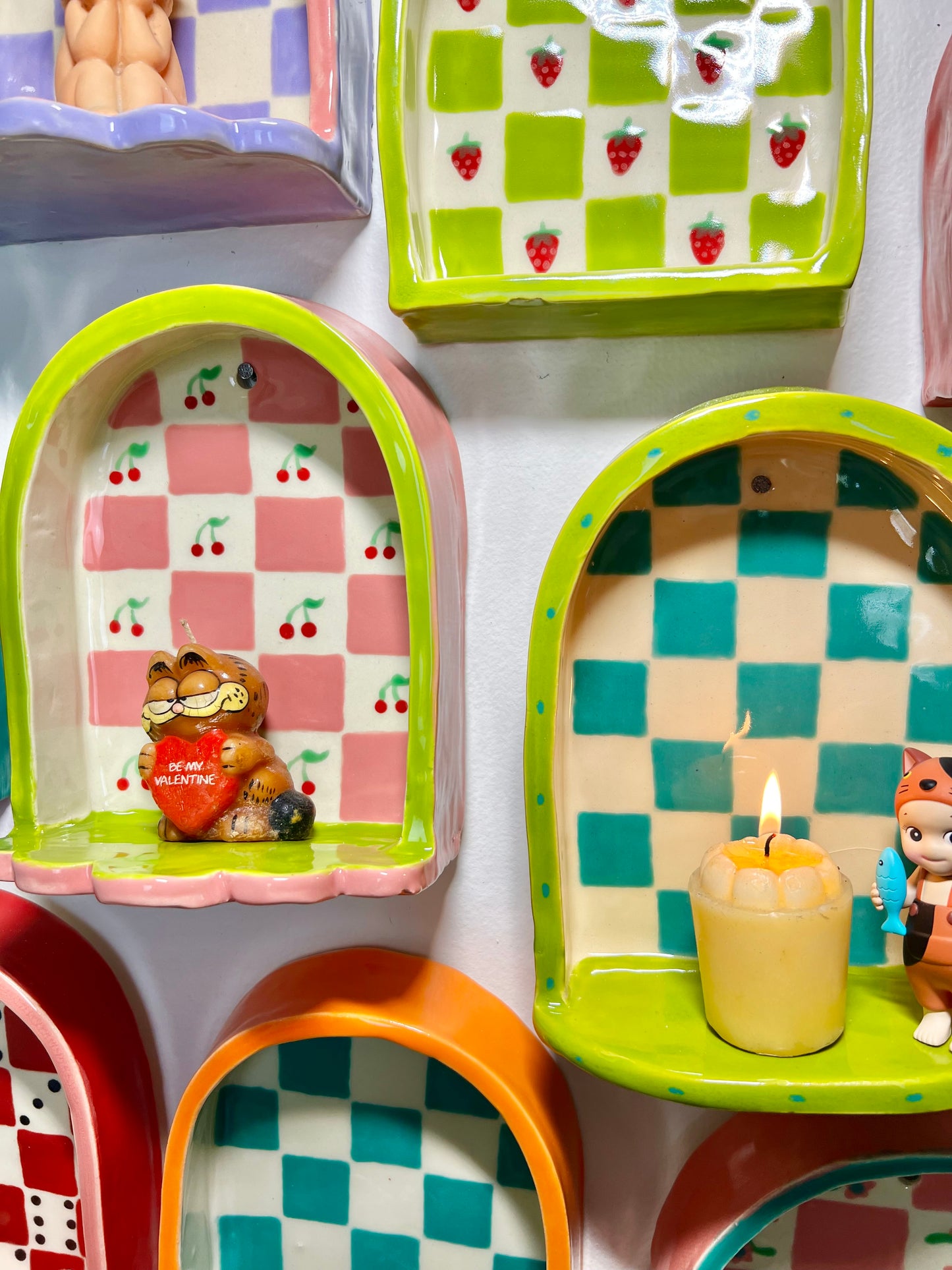 Ceramic Patchwork cherry shelf
