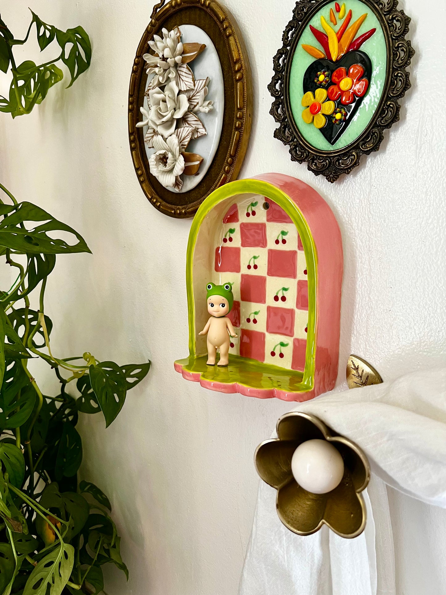 Ceramic Patchwork cherry shelf