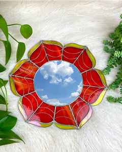 Stained Glass Pattern, Scarlet Flower Suncatcher