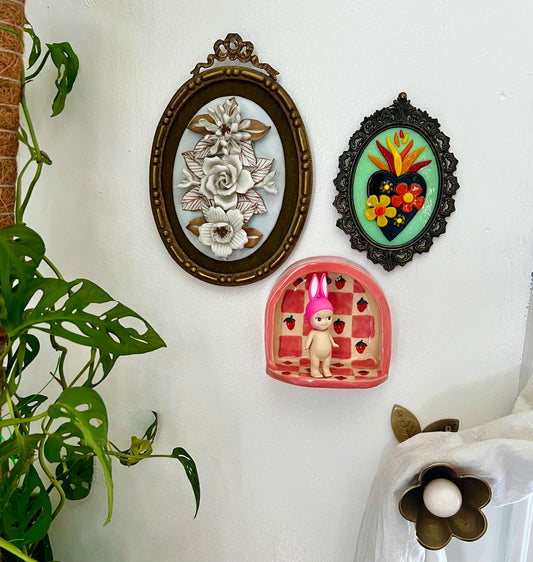 Ceramic strawberry trinket shelf