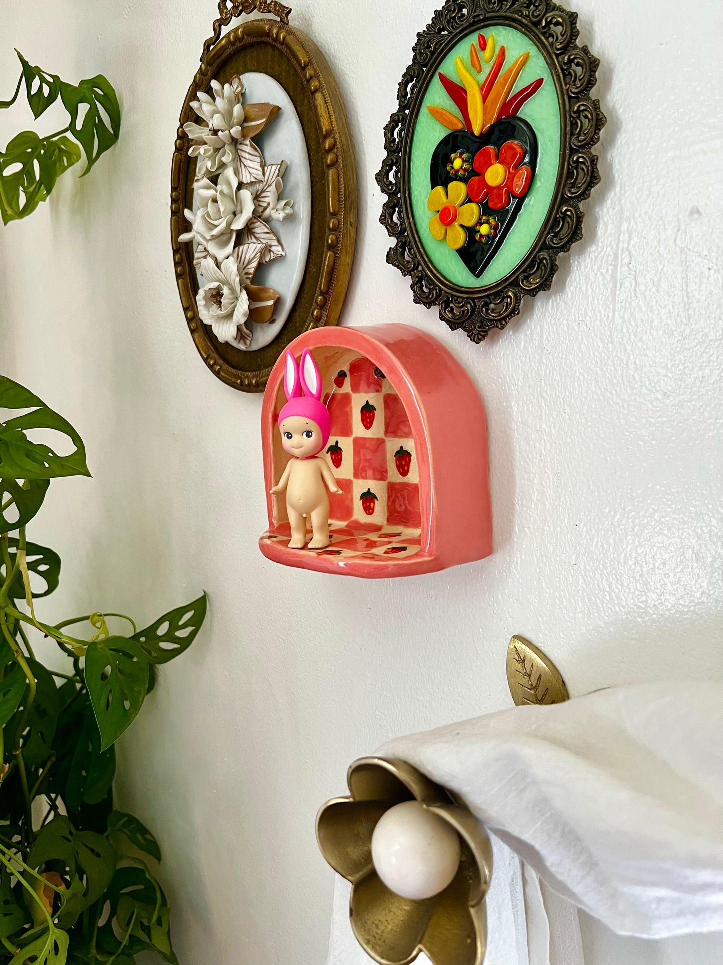 Ceramic strawberry trinket shelf