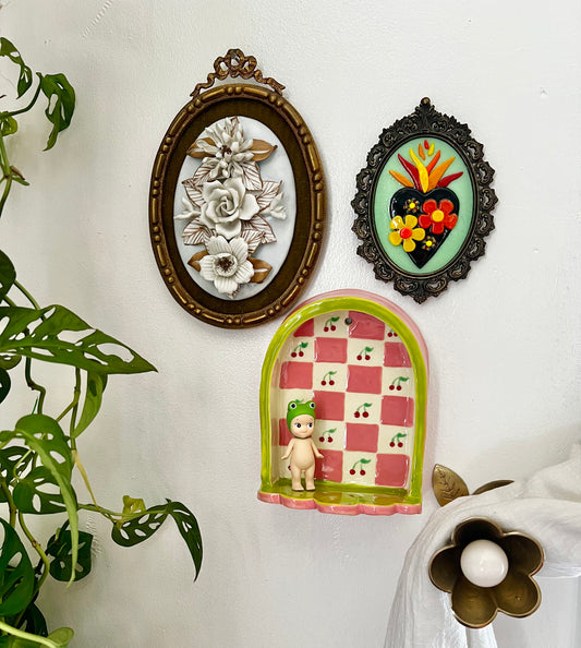 Ceramic Patchwork cherry shelf