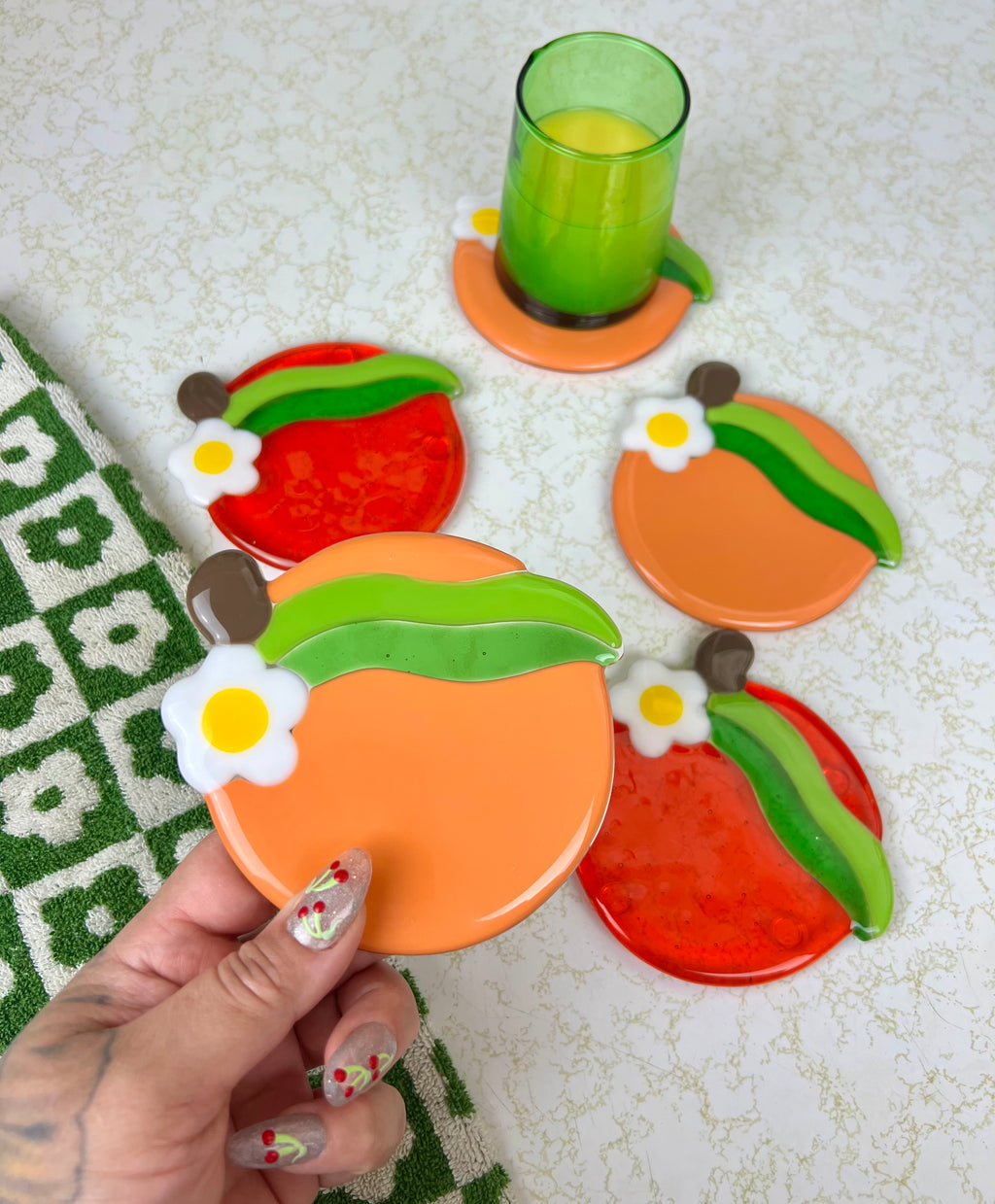 Orange coaster set