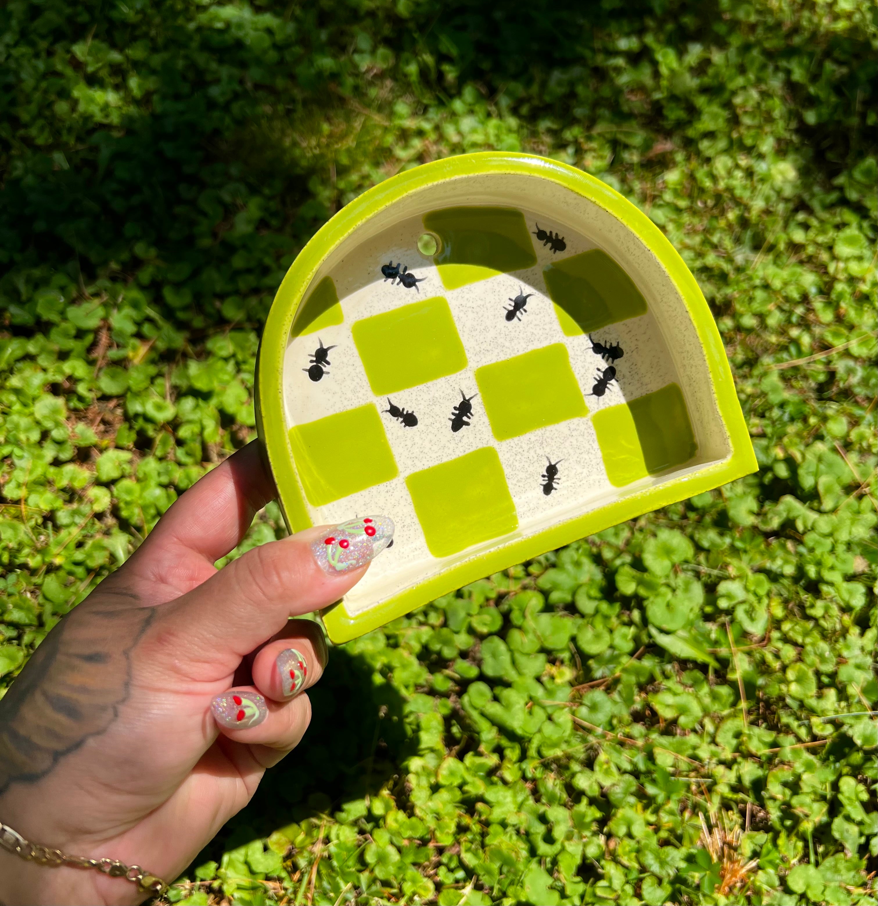 Ceramic ant trinket shelf